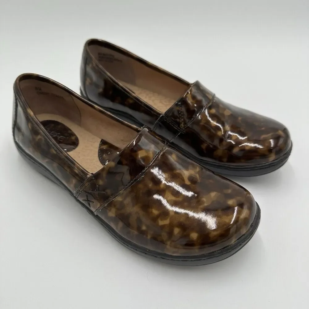 BOC Born Concept Clogs Womens 8 Slip On Shoes Brown Cheetah Patent Faux Leather - Picture 6 of 16